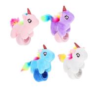FOMIYES Braccialetti Slap a Forma di Animale di Peluche Unicorno Imbottito 4 Pezzi Set per Party Bomboniere Compleanno Halloween Natale Accessori Festa Regalo