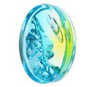 FOMIYES Calamaio in Vetro Piccolo per Calligrafia Cinese Piatto Portapennelli Rotondo Sfumatura Blu Contenitore Inchiostro Multifunzione per Pittura e Scrittura Artistica