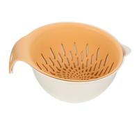 FOMIYES Cestello per Lavaggio di Verdure Doppio Strato in Plastica Giallo, Scolapiatti per Lattuga e Insalate, Cestino per Lavare Frutta e Verdura per Preparazione in Cucina