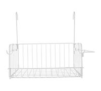 FOMIYES Cestino da Parete Bagno in Filo Metallico Bianco, Organizer Portaoggetti Sospeso Compatto per Asciugamani e Piccoli Oggetti, Mensola Salvaspazio per Appartamenti e Dormitori