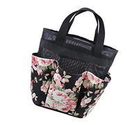 FOMIYES Cestino Portaoggetti per Doccia Borsa da Toeletta Traspirante Organizer da Bagno Pieghevole Borsa Cosmetica Portatile per Shampoo Bagnoschiuma Sapone ai Fiori Ecc Nero