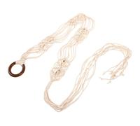 FOMIYES Cintura da Vita Intrecciata per Donna in Corda di Cera e Conchiglia, Comoda e Resistente, per Abiti Estivi Beige, Design Originale e Lavorazione Delicata