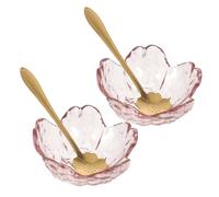 FOMIYES Ciotole per Oli Aromatici in Vetro Rosa Set da 2 con Cucchiai, Piccole Ciotole per Miscelare Maschere Viso da Salone Spa, Leggere e Pratiche per Trattamenti Benessere Casa e Hotel