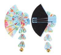 FOMIYES Clip per Chioma Fiore a Ventaglio e Campanellino Blu, Accessorio per Chioma da Donna Atmosfera Estiva, Artigianato Fine e Comfort per Danze e Foto Antiche