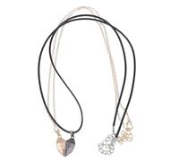 FOMIYES Collana Coppia Ciondolo Cuore D'amore, Set 2 Pezzi Catene Nera e Dorata, Gioielli da Collo Creativi per Amanti, Accessorio Elegante per Uso Quotidiano