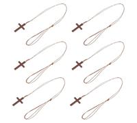 FOMIYES Collana Croce in Legno Naturale da 6 Pezzi Ciondolo Religioso Versetti della Bibbia Gioielli Cristiani da Uomo e Donna Accessori per Specchietto Retrovisore Auto e Uso per