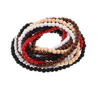 FOMIYES Collana di Perline di Legno Naturale Unisex 8 MM Set da 5 Pezzi Multicolore Perline Rotonde Boho Tribale Africana per Uomo e Donna Adatta a Feste e Uso Quotidiano