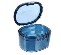 FOMIYES Contenitore per Apparecchio Ortodontico Trasparente Blu Custodia Portatile per Dentiera con Coperchio Traspirante e Ripiano Drenante per Conservare Retainer e Protesi Dentali