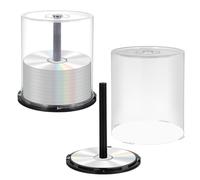 FOMIYES Contenitore per Cd Vuoto, 2 Pezzi di Scatola per Torta Dvd in Plastica, Contenitore per Colonna con Secchio in Plastica, Portadischi per Una Capacità di Archiviazione di 100 Dischi