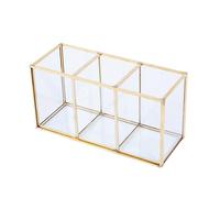 FOMIYES Contenitore Per Cosmetici in Vetro Trasparente, Porta Trucco Multifunzionale 3 Scomparti 18x9x7 Cm, Organizer Per Gioielli e Accessori Casa, Salvaspazio Per Bagno e Camera Da Letto