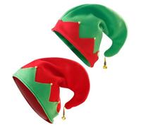 FOMIYES Copricapi Natalizi da Elfo 2 Pezzi Campanelli e Copricapo a Campana per Eventi di Natale, Cappelli Fatti a Mano Rossi e Verdi