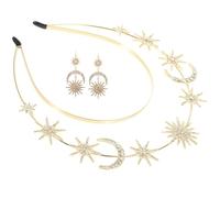 FOMIYES Corona di Stelle Orecchini Cerchietto Forma di Sole e Mezzaluna Fascia per Capelli da Dea Accessori per Capelli da Donna Ornamento da Festa