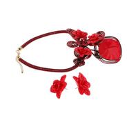 FOMIYES Costume Collana Chunky con in Resina e Orecchini Collare Pendente Artigianale in Alluminio Leggero e per Prom e Quotidiano