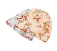 FOMIYES Cuffia Chemioterapica Donna in Pizzo Floreale Beige e Celeste, Set 2 Pezzi, Copricapo Leggero e Traspirante per Dormire e Uso Quotidiano, Comfort per Pazienti Oncologici