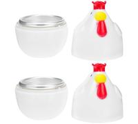 FOMIYES Cuociuova per Microonde a Forma di Gallina, 2 Pezzi, Plastico Resistente al Calore, Sicuro e Comodo la Cucina la Preparazione della Colazione