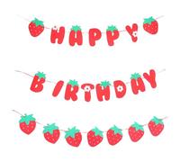 FOMIYES Decorazioni per Feste Compleanno a Tema Fragola Set Striscione Appeso e Ghirlanda di Fragole in Carta Resistente per Shower e Occasioni Speciali