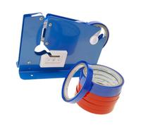 FOMIYES Dispenser Taglierina per Nastro da 12 MM in Ferro 8 Pezzi di Nastro Adesivo Blu e Rosso Dispositivo per Sigillare Sacchetti di Plastica Sigillatrice per Imballaggio Alimentare