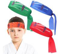 FOMIYES Fasce per Capelli Ninja, 4 Pezzi Karate Kid Bomboniere per Feste Bandane Lavabili Multicolori Costume di Arti Marziali per Feste E Cosplay