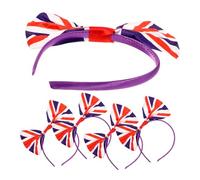 FOMIYES Fasce per Chioma Fiocco e Bandiera Britannica, Set da 5 Pezzi, Elastiche e Taglia Unica, Accessori Festa e Copricapi da Mascherata per Decorazioni Festival Gran Bretagna