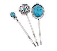 FOMIYES Fermagli Per Chioma Turchesi in Stile Boho Set Di 3 Forcine Decorative Retrò Per Donne Accessori in Stile Occidentale Design Duraturo e Sicuro