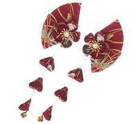 FOMIYES Fermaglio Giapponese Ventaglio con Campanella Clip Piccola con e Fiori Accessorio Vintage Kimono per Decorazione per Feste e Cerimonie