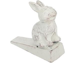 FOMIYES Fermaporta a Cuneo in Ghisa Bianca Vintage Allarme Antiscivolo a Forma di Coniglio, Blocco Fermaporta di Sicurezza per Protezione e Impedire Danni da Chiusura Improvvisa, per