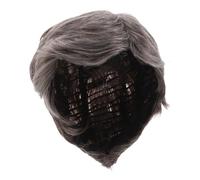 FOMIYES Grey Wig For Men Short Heat Resistant Synthetic Hairpiece With Slanted Part For Halloween Cosplay And Everyday Wear Natural Look Toupee