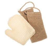 FOMIYES Guanti Esfolianti Doccia 2 Pezzi Set Asciugamano lungo 60x11cm in Fibra Naturale per Scrub Schiena Corpo Uomo Donna Bagno