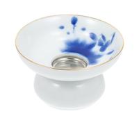 FOMIYES Infusore per Tè Dipinto a Mano in Ceramica Resistente Alte Temperature Filtro a Rete Riutilizzabile per Foglie di Tè Accessorio Casa senza Residui Filtro Creativo Blu Loto