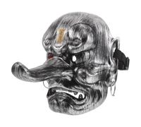 FOMIYES Maschera in Plastico Argento Tradizionale Tengu Giapponese Lavorazione Precisa e Design Decorativo Spaventoso per Cosplay e Feste a Tema