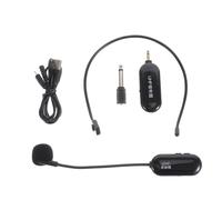 FOMIYES Microfono Auricolare Wireless Uhf 720-820 Mhz Nero | Abs Leggero, Portata 50m, Autonomia 6-8 Ore, per Insegnamento e Arti Sceniche