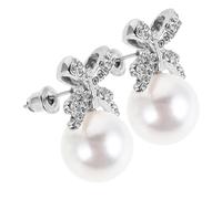 FOMIYES Orecchini a Fiocco Con Pietre Luminose e Perline Da Donna, Orecchini Da Sposa e Testimone D'onore, Accessori Eleganti Per Cerimonie e Occasioni Speciali