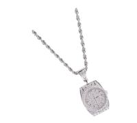 FOMIYES Orologio a sospensione con quadrante zircone Collana del matrimonio collana pendente hip-hop ciondolo charms borsa catena pendente hip-hop Zircone intarsiato in rame Argento