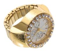 FOMIYES Orologio ad Anello con Pietre Decorative, Quarzo, Lega e Vetro, Oro | Tre Quadranti, Stile Casual e Fashion, per Feste e Momenti Informali, Aspetto Grazioso