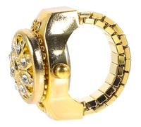 FOMIYES Orologio ad Anello Vintage da Dito in Acciaio Inossidabile Resistente per Uomo e Donna, per Escursioni all'Aperto e Viaggi, Decorazione Oro a Forma di Fiore
