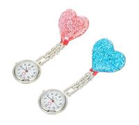 FOMIYES Orologio da Tasca per Infermiera a Cuore, 2 Pezzi, Clip | Vetro Specchio e Lega, Attacco Sicuro, Portatile, per Tasca del Camice e Giri di Reparto