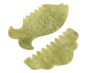 FOMIYES Pettine e Sollievo dal Mal di in Jade Verde per Massaggio del Capelluto 2 Pezzi Denti Larghi per Massaggio Profondo Uso Domestico