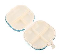 FOMIYES Portapillole da Viaggio con Strass, Mini Portapillole Tascabile con 4 Scomparti, Custodia Compatta per Medicinali e Organizer Settimanale per Uso Quotidiano