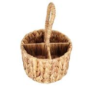 FOMIYES Portaposate Intrecciato in Cestino Rotondo Portatile Multiuso per Picnic e Tavolo da Cucina Contenitore Leggero per Posate