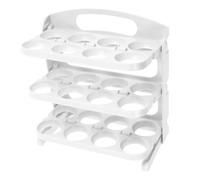 FOMIYES Portauova Pieghevole per Frigorifero Design Multilivello in Abs Bianco, Contenitore Resistente e Facile da Riporre per Uova Ben Protette in Cucina
