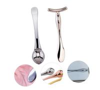 FOMIYES Roller Massaggio Occhi in Lega e Bastoncino per Cura Viso Spatola Metallo per Crema e Maschera Portatile per Assorbimento e Riduzione Borse Sotto Occhi