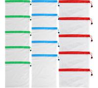 FOMIYES Sacchetti Riutilizzabili 15 Pezzi per Frutta e Verdura in Poliestere, Sacchetti a Rete Traspiranti Coulisse, Lavabili, per Conservazione a Termine e Spesa Sostenibile