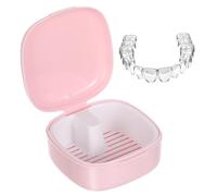 FOMIYES Scatola scatola della dentiera risciacquo soltanto modellabile Fare Custodia per dentiera Custodia per trasporto dentiera titolare del fermo custodia sottile sottile plastica rosa