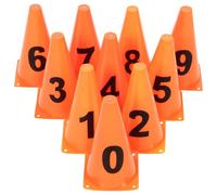 FOMIYES Set 10 Coni Numerati da 23 Cm per Allenamento Calcio e Agilità, Coni in Plastica Arancioni Resistenti Fondo Piatto Antiribaltamento per Esercizi, Percorsi Ostacoli e Pattinaggio