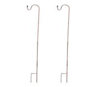 FOMIYES Set 2 Ganci da Pastore in Ferro Battuto 10mm Altezza 85cm Marrone Punta a Terra Smontabile, Ganci da Giardino Antiruggine per Appendere Luci Solari, Fioriere e Mangiatoie