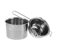 FOMIYES Set 2 Pezzi Pentola Interna ed Esterna in Acciaio Inox 16 CM per Scaldacera Crogiolo per Fusione Cera Fai da Te Scanalature Anti Fuoriuscita Accessorio per Kit Ceretta e