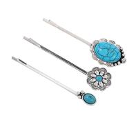 FOMIYES Set 3 Fermagli Per Chioma Turchese in Stile Occidentale Retrò, Forcine Decorative Donna Vestibilità Sicura, Accessori Chioma Boho Per Uso Quotidiano e Feste