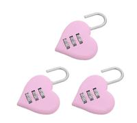 FOMIYES Set 3 Lucchetti a Combinazione Reimpostabile a Forma di Cuore Rosa, Mini Lucchetti in Metallo per Diario, Valigia e Zaino, Serrature Compatte per Uso Scolastico e Viaggi