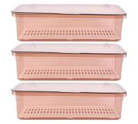 FOMIYES Set 3 Pezzi Portautensili per Cucina con Coperchio, Vassoio Posate in Plastica Trasparente con Funzione Scolapiatti, Organizer per Cassetti per Riporre Bacchette e Posate,