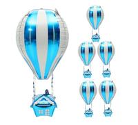 FOMIYES Set 6 Palloncini Mongolfiera Gonfiabile in Alluminio 4d Blu, Decorazione per Feste di Compleanno e Party a Tema, Centrotavola Tridimensionale per Eventi e Aula
